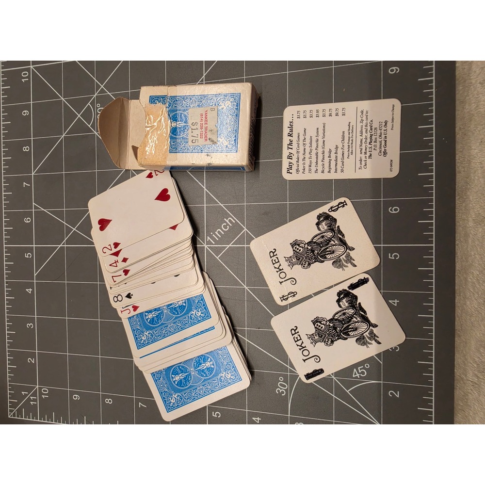 Vintage Bicycle Miniature 404 Playing Cards Blue Rider Back US Playing Card Co